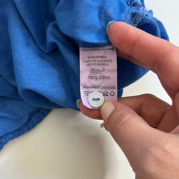 Sundry Button Up Adjustable Sleeve Top Blue Size 3 Large - Picture 7 of 9